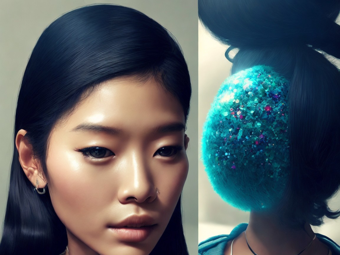 Close-Up of Young Woman with Abstract Face Art