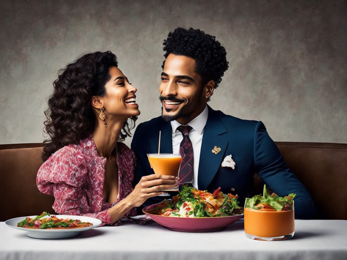 Stylish Couple Enjoys Intimate Dinner Setting