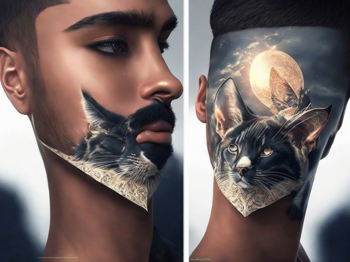 Artistic portrait of a young man with facial art