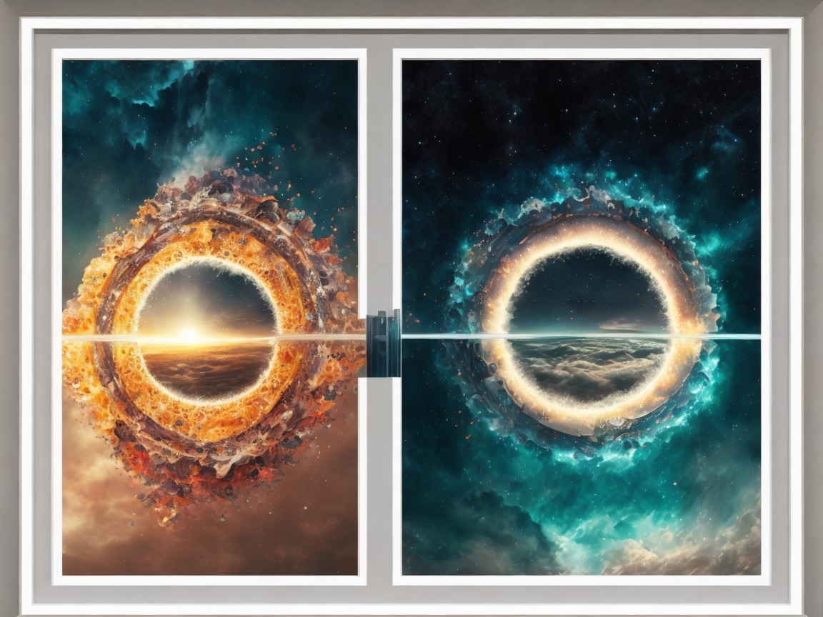 Dual-Panel Design of Cosmic Scenes with Contrast
