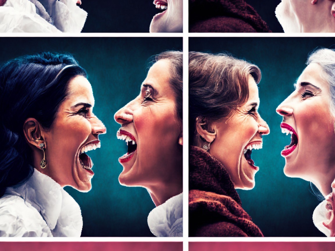 Vibrant Collage of Women Laughing in Portraits