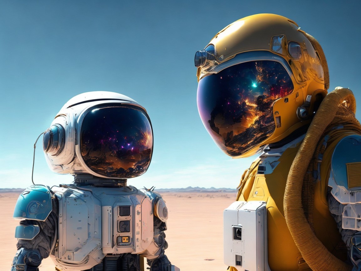 Astronauts on a Desert Planet with Cosmic Reflection