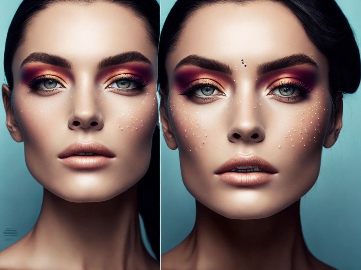 Close-Up Comparison of Two Women with Makeup Features