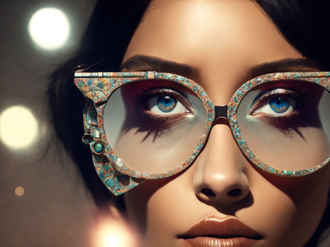 Close-Up Portrait of Person with Oversized Glasses