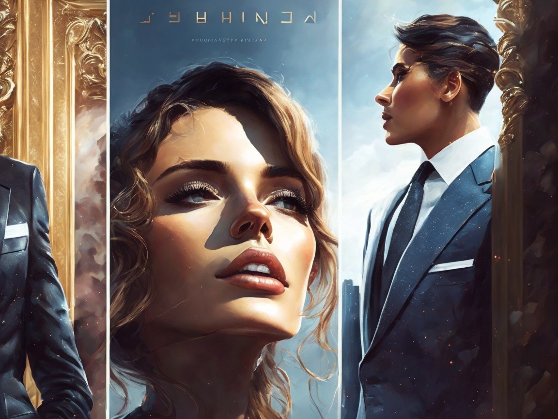 Stylized Portrait of a Couple with Elegant Features