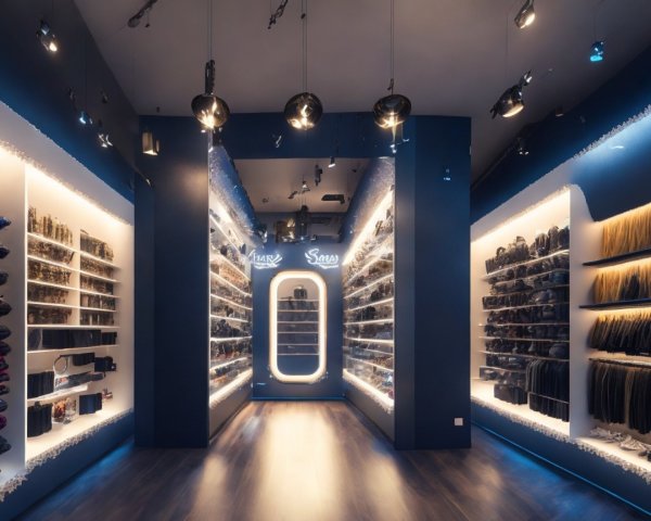 Modern Retail Space with Sleek Design and Lighting