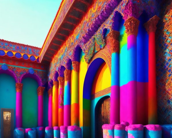 Surreal Architectural Scene with Vibrant Colors