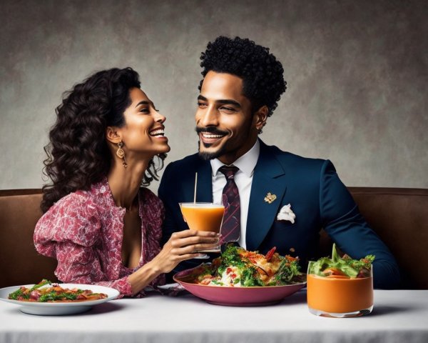 Stylish Couple Enjoys Intimate Dinner Setting