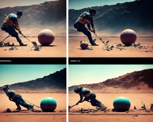 Futuristic Scene of Player Hitting Colorful Sphere