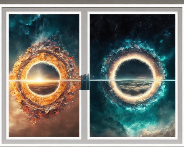 Dual-Panel Design of Cosmic Scenes with Contrast