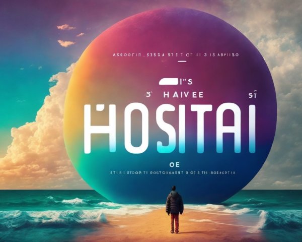 Surreal Beach Scene with Colorful Orb and Pastel Sky