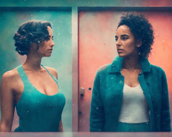 Two Women with Distinct Styles and Hairstyles