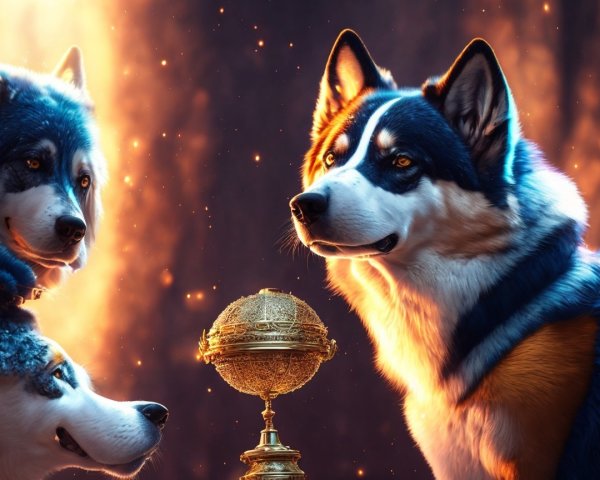 Dogs with blue and white coat and tri-color pattern by globe