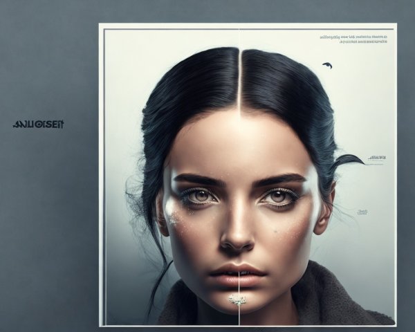 Young Woman with Gray Eyes and Split Makeup Style