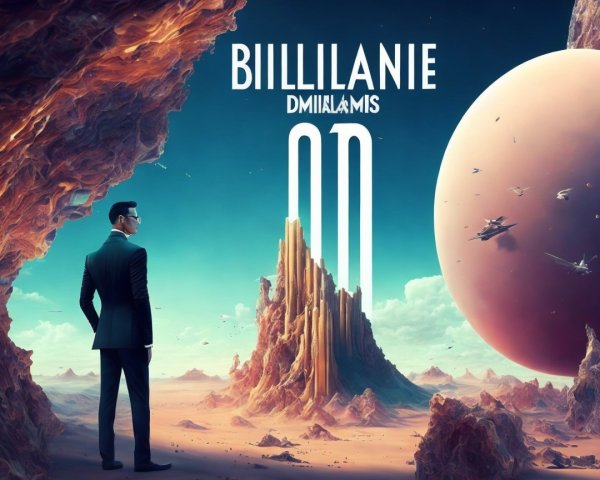 Futuristic Figure in Alien Landscape with Spaceships