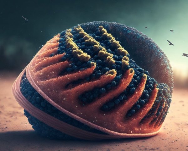 Textured Orb with Dark Blue and Orange Formations