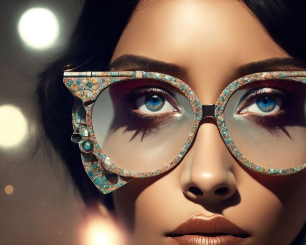 Close-Up Portrait of Person with Oversized Glasses