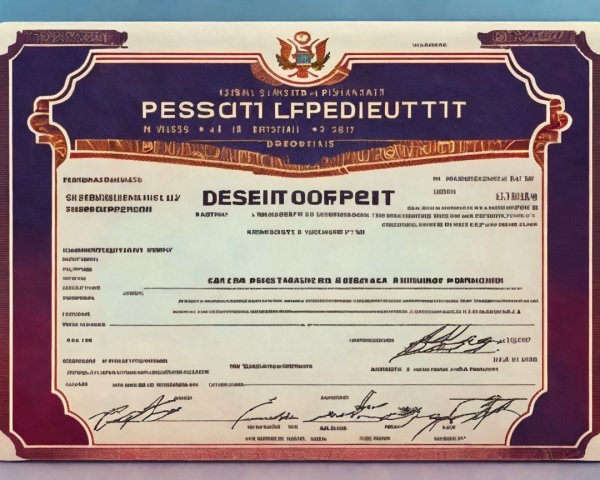 Decorative Certificate with Ornate Borders and Emblem