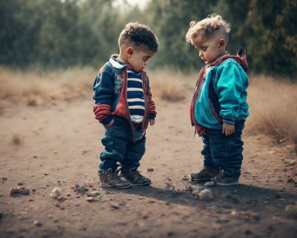 Children on Dirt Path Surrounded by Grass and Trees