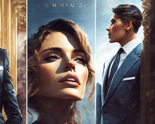 Stylized Portrait of a Couple with Elegant Features