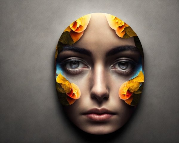 Artistic Portrait of Woman with Floral Accents