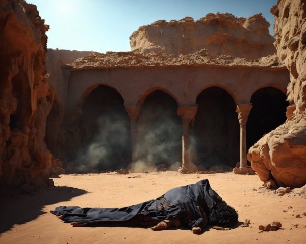 Ancient Stone Arches in a Desert Landscape