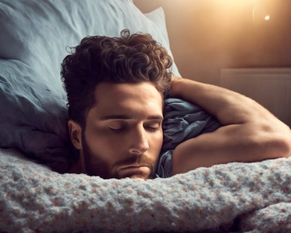 Man Sleeping Peacefully Under Cozy Blanket