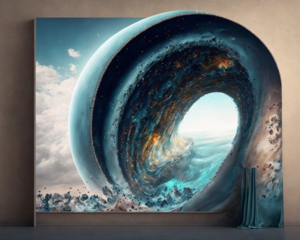 Cosmic Vortex Mural with Swirling Patterns and Stars