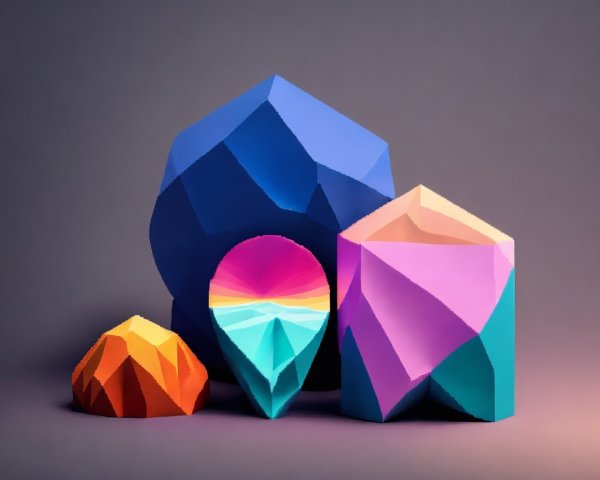 Stylized Geometric Shapes in Vibrant Colors Collection