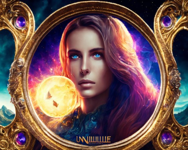 Portrait of a woman with cosmic elements and embellishments