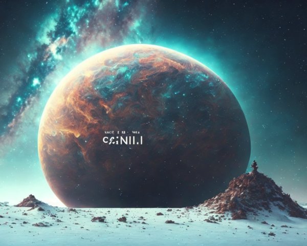 Vivid Cosmic Landscape with Colorful Planet and Stars
