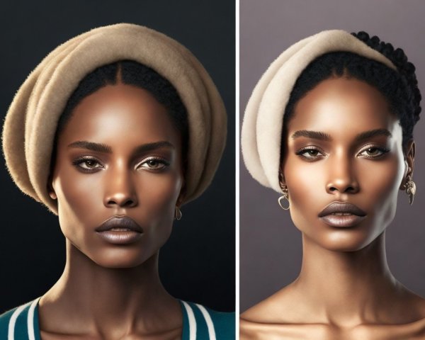 Portrait of a Woman with Dark Skin and Headscarf