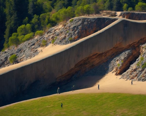 Natural Landscape with Sandy Hill and Man-Made Structure