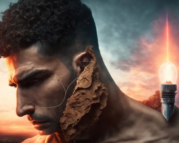 Muscular Man Symbolizing Strength and Creativity
