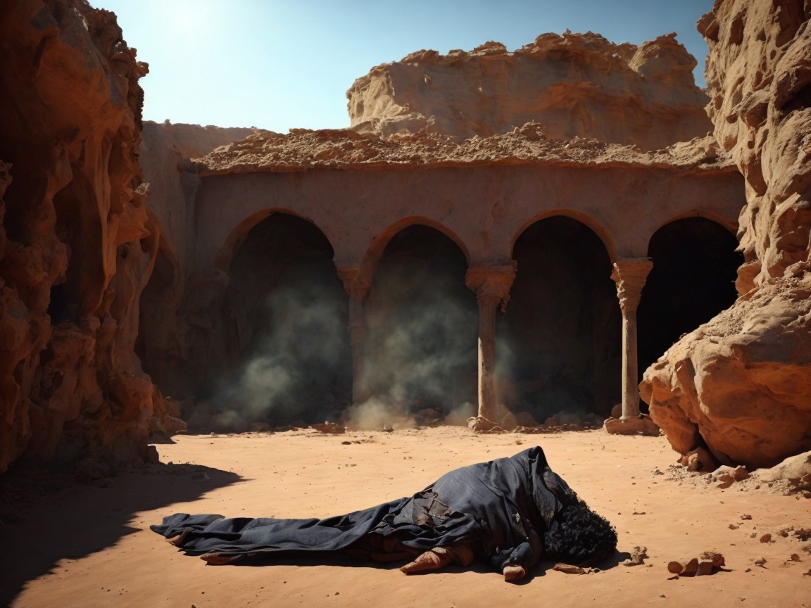 Ancient Stone Arches in a Desert Landscape
