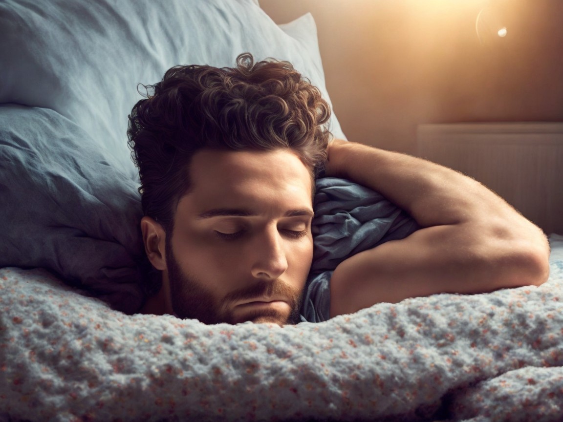 Man Sleeping Peacefully Under Cozy Blanket
