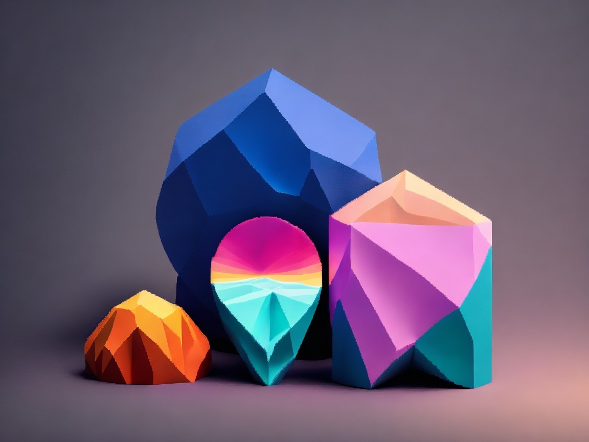 Stylized Geometric Shapes in Vibrant Colors Collection
