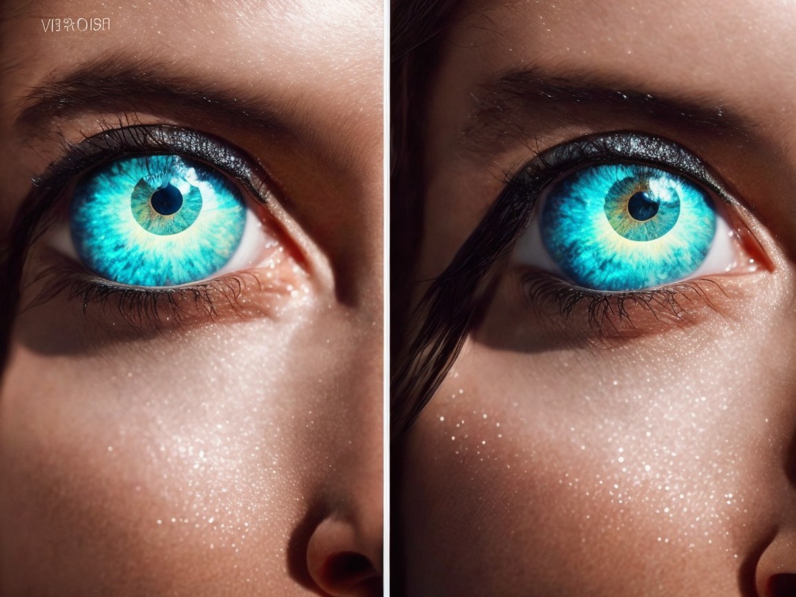 Close-Up of Vibrant Electric Blue Eyes with Sparkles