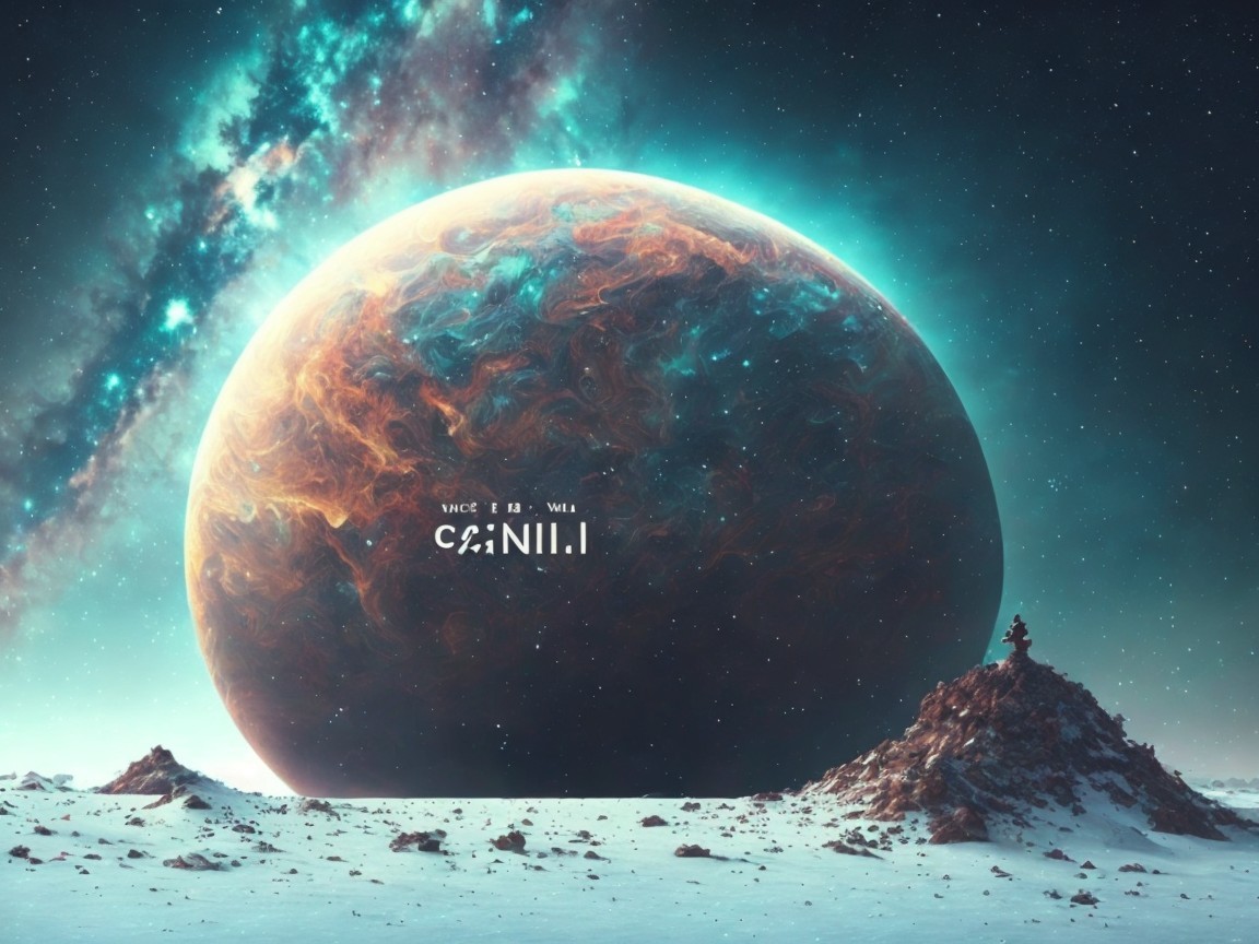 Vivid Cosmic Landscape with Colorful Planet and Stars