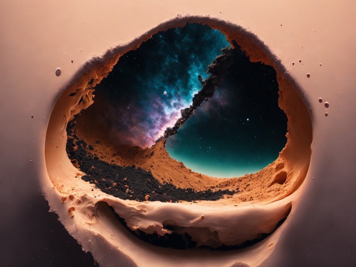 Abstract Cosmic Landscape with Vibrant Galaxy Elements