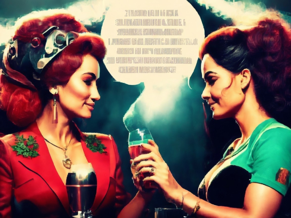 Elegant Women Toasting in Vintage Fashion Setting