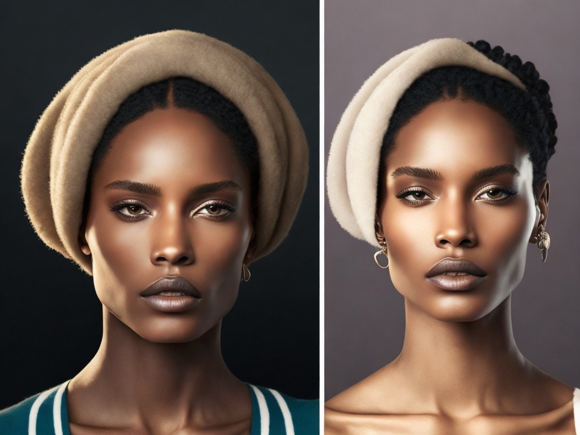 Portrait of a Woman with Dark Skin and Headscarf