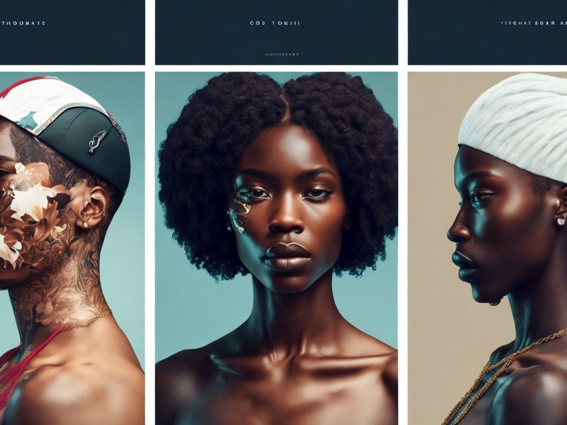 Diverse Portraits with Unique Hairstyles and Body Art