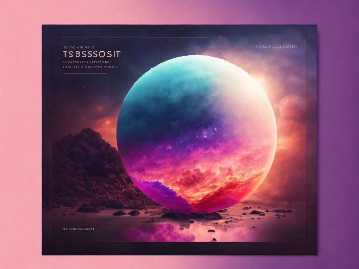 Vibrant Planet Surrounded by Dreamy Nebula and Mountains