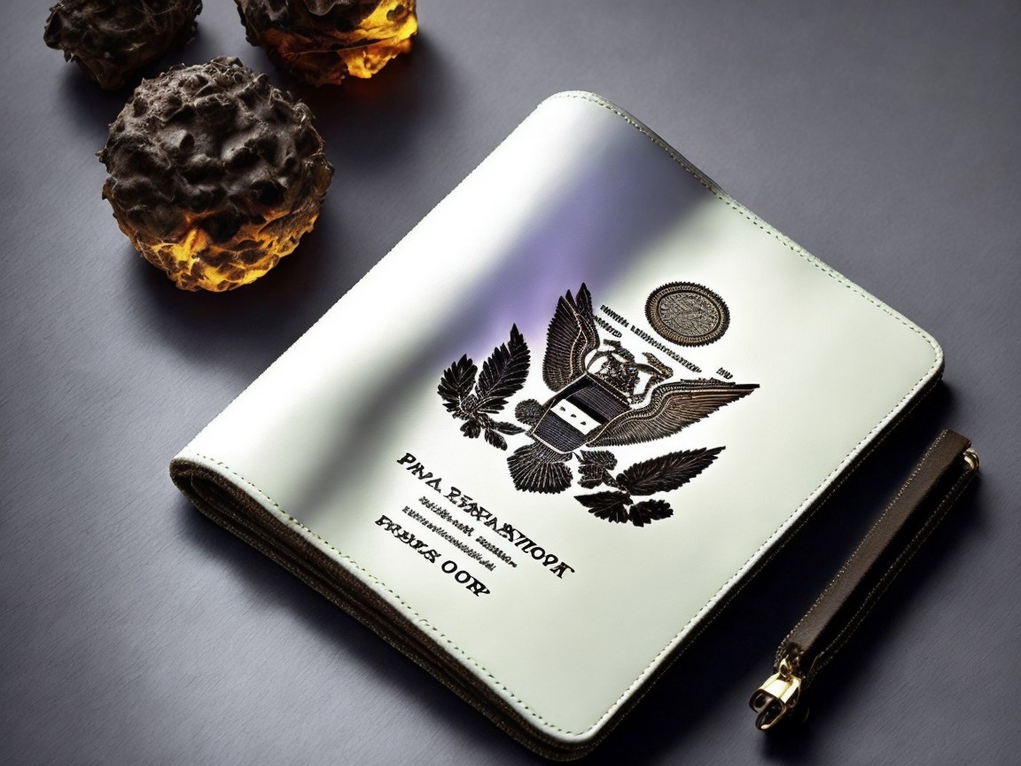 Sleek Folder with Emblem and Textured Objects