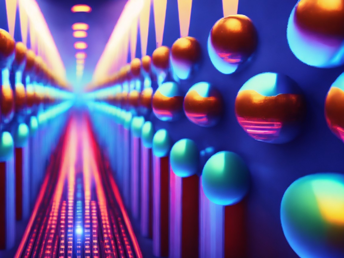 Futuristic 3D Render of Glowing Spheres and Cylinders