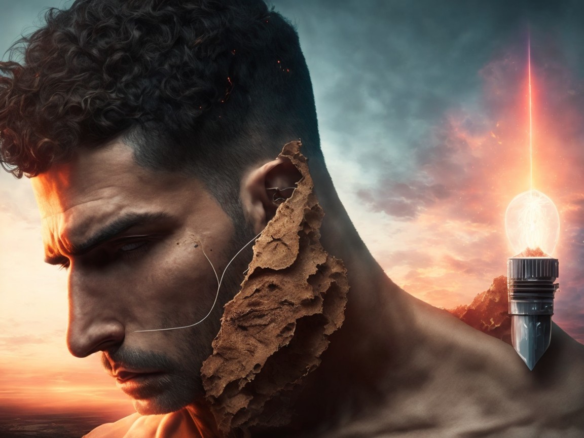 Muscular Man Symbolizing Strength and Creativity