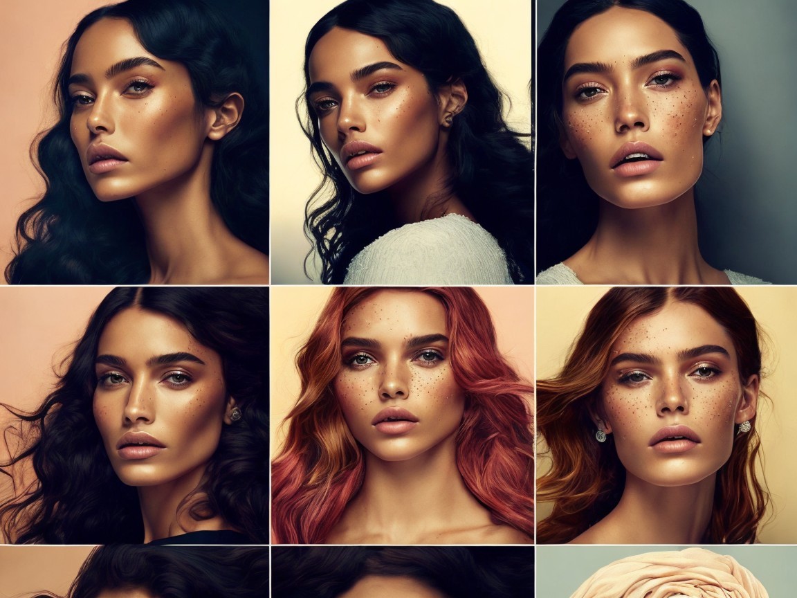 Collage of Diverse Women's Portraits and Hairstyles