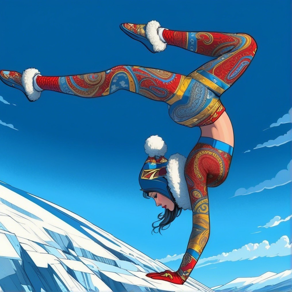 Dynamic Figure Skater Showcases Acrobatic Winter Move