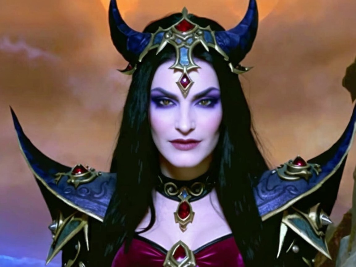 Fantasy Queen Portrait with Dark Hair and Armor